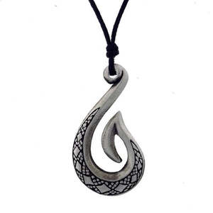 Pewter: Engraved Hook Pewter Pendant