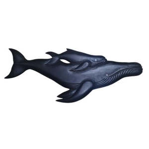 Wall Art: Wooden Whale Pair Hanging