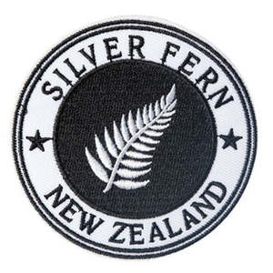 Round Silver Fern Iron On Patch