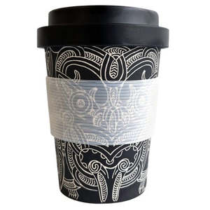 Whakairo Bamboo Coffee Cup - Black