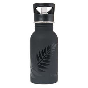 Drink Bottles Travel Mugs: Black Silver Fern Drink Bottle 400ml