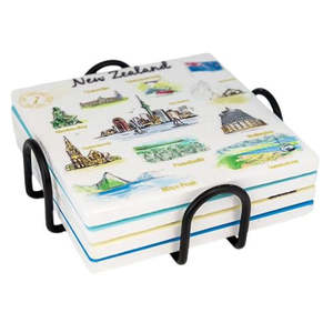 New Zealand Coasters Placemats: Artist Cities Ceramic Coaster Set 4pk