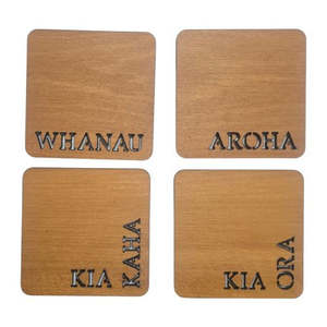 New Zealand Coasters Placemats: Maori Sayings Rimu Coaster Set