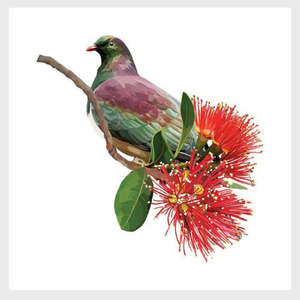 New Zealand Coasters Placemats: Kereru on Pohutukawa Branch Coaster Set