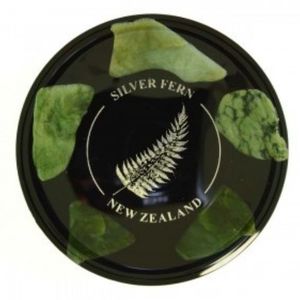 New Zealand Coasters Placemats: New Zealand Silver Fern Coaster with Greenstone Pieces
