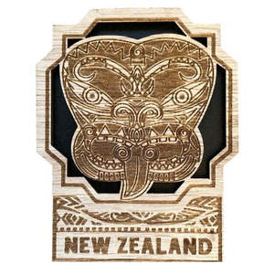 Magnets Keyrings: NZ Tiki Wood Laser Magnet