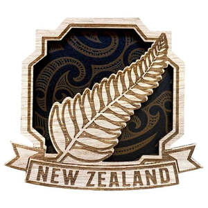 Magnets Keyrings: NZ Fern Wood Laser Magnet