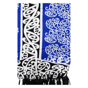 Sarongs: Sarong Kowhaiwhai - Black, Blue & White