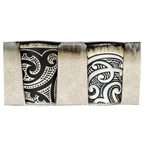Shot Glasses Can Coolers: NZ Maori Tattoo Design Shot Glass Set