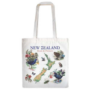 Bags: NZ Birds Flowers & Map Carry Bag