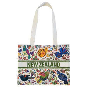 Bags: Retro Birds Cotton Bag with Gusset