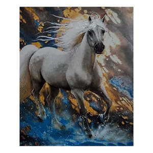 Diamond Art: White Horse 50x65cm Diamond Art