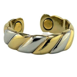 Copper Magnetic Jewellery: Twist Pattern Ring - Gold & Silver