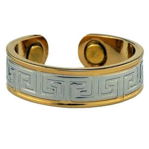Copper Magnetic Jewellery: Arabesque Pattern Ring - Gold & Silver
