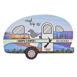 Happy Campers: Happy Camper Caravan Magnet with Kereru