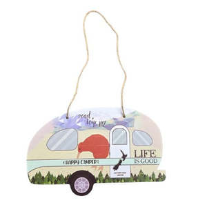 Happy Campers: Happy Camper Caravan Plaque with Kiwi