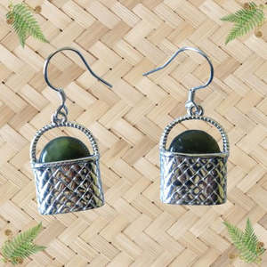 Sterling Silver Kete with NZ Greenstone Earrings