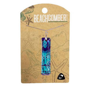 Paua Blue Bar Pendant - Medium