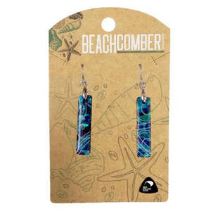 Jewellery: Paua Blue Bar Earrings - Small