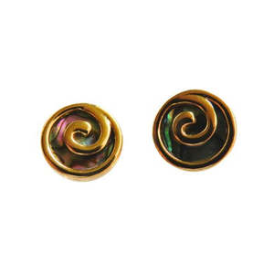 Koru Studs with Paua and Gold - 10mm