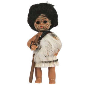Kiwiana: Maori Warrior Doll with Feather Cloak