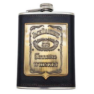 Mancave: Jack Daniels Leather Hip Flask - 8oz