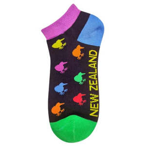 Kiwis Bamboo Ankle Socks - Black/Multi