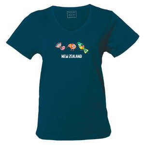 Clothing: Adults Ladies 3 Birds Tee - Blue