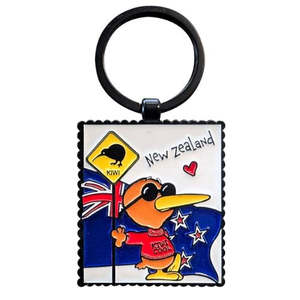 NZ Kiwi Cool Stamp Metal Keyring