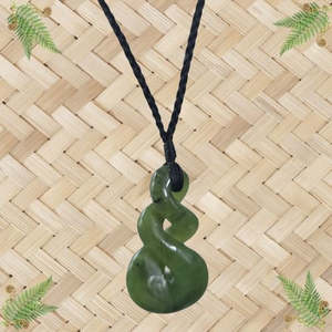 NZ Greenstone Double Twist Pendant - 47mm