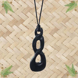 NZ Greenstone Double Twist Pendant - Arahura Serpentine - 102mm