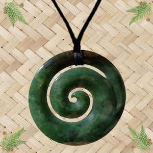 NZ Greenstone Closed Koru Pendant - 60mm