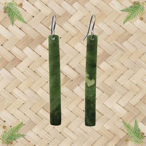 New Zealand Jewellery: NZ Greenstone Toki Earrings - 70mm