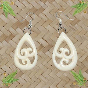 Bone Triple Koru Drop Earrings - 40mm