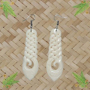 Bone Jewellery: Bone Multi Twist Earrings with Koru - 70mm