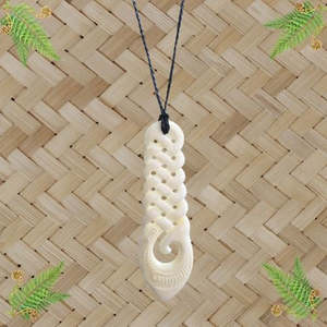 Bone Jewellery: Bone Multi Twist Pendant with Koru - 120mm