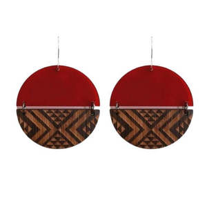 Jewellery: Split Tāniko Earrings - Red