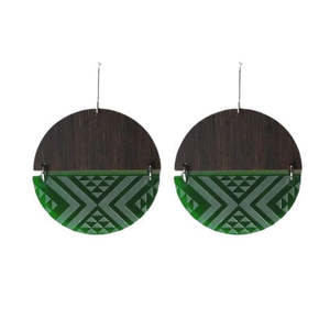 Jewellery: Split Tāniko Earrings - Green