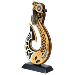 Large Standing Wooden Fish Hook Trophy - Double-sided