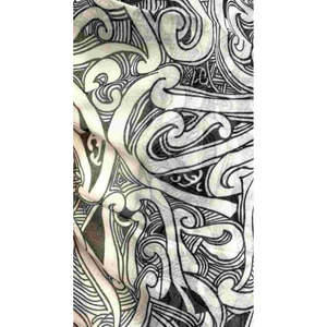 NZ Maori Print Scarf - White Bold