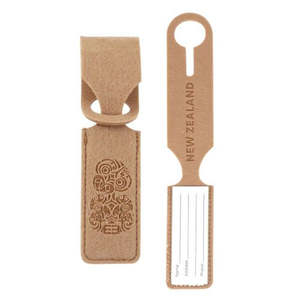 Kiwiana: NZ Tiki Felt Luggage Tag - Tan