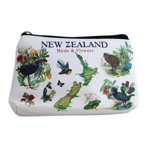 NZ Birds, Map & Flowers Cosmetic Bag