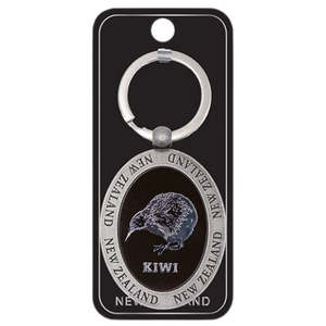 Magnets Keyrings: NZ Kiwi & Fern Oval Metal Keyring