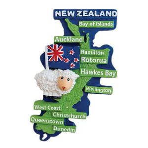 Magnets Keyrings: NZ Map, Sheep & Flag Resin Magnet