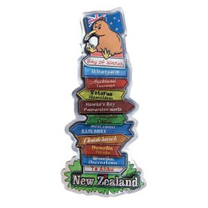 Magnets Keyrings: NZ Kiwi with Signs Magnet - MDF