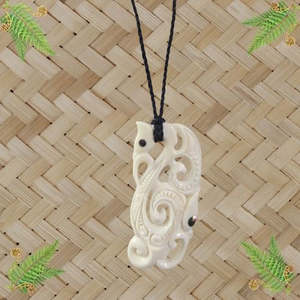 Bone Double Manaia Pendant - 80mm