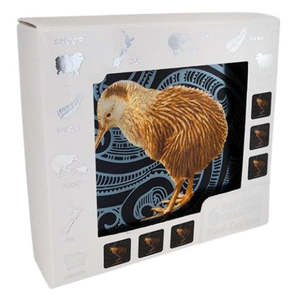 Kiwi with Tattoo Foil Coasters 6pk