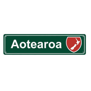 Whats New: Aotearoa Roadsign Metal Hanging Green Sign - Map