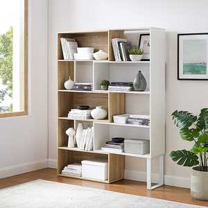 Desks: Accord Expandable Bookcase - Oak and White