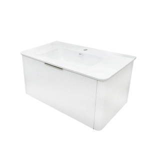 Aussi Curve In-Line 900mm Matte White 1Dr WH Plywood Vanity
